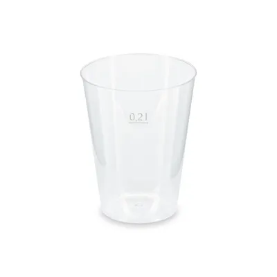 Produktbild von 200x Mehrwegbecher Pfandbecher transparent PP Eichstrich 0,2 l Ø 6,8 cm