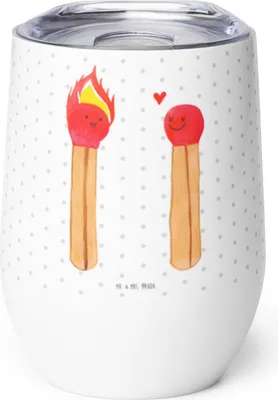 Produktbild von Mr. & Mrs. Panda Thermo Becher Streichhölzer - Weiß - Geschenk, Liebesbeweis, glühweinbecher, kaffee tasse, thermosbecher, Thermobecher, Isolierbecher, Freundin