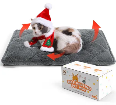 Image de Couverture chauffante pour chat - Couverture thermique - Couche réfléchissante - Housse amovible - Panier pour chat ou chien