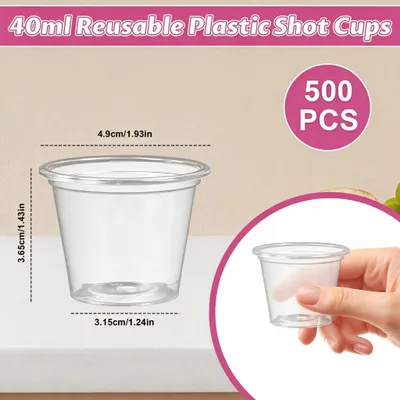 Productafbeelding van Borrelbekers 40 ml, 500 stuks, transparant, voor feestjes
