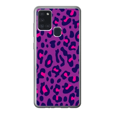 Produktbild von MuchoWow® Handyhülle Schutzhülle Hülle für Samsung Galaxy A21s Pantherdruck - Lila - Rosa Silikon Softcase Handy Hülle - Hartschale