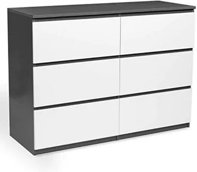 Productafbeelding van Famanu commode met 6 lades - wit en grijs