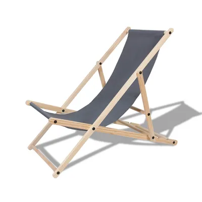 Immagine prodotto di Yakimz Sedia a sdraio pieghevole da giardino Sedia da sole in legno pieghevole Sedia da campeggio Spiaggia Grigio