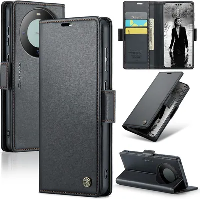 Produktbild von Huawei Mate 60 Pro Hülle, Leder Brieftasche Kartenfach Schutzhülle mit Standfunktion für Huawei Mate 60 Pro Schwarz