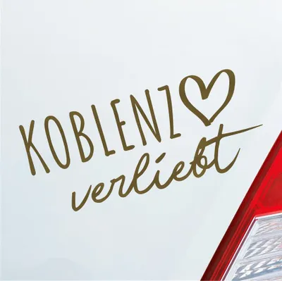 Produktbild von Auto Aufkleber Koblenz verliebt Herz Stadt Heimat Liebe Car 19x8 cm Gold Sticker Heckscheibenaufkleber
