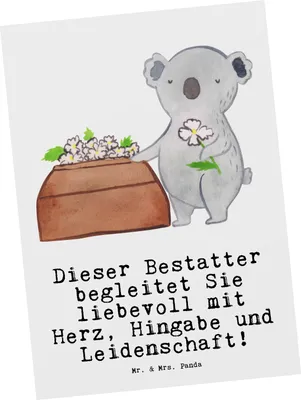 Produktbild von Mr. & Mrs. Panda Postkarte Bestatter Herz - Weiß - Geschenk, Grußkarte, Postkarten, Fotokarte, Ansichtskarte, Ansichtskarten