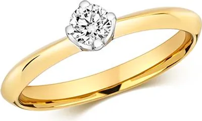 Produktbild von Funkelndes Feuer 18 Karat (750) Gold Solitär Verlobung Diamant Damenring Brillant-Schliff 0.25 Karat GH - SI2, 54 (17.2); TRS3221518KYRSN
