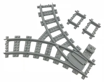 Productafbeelding van Trixbrix Y-wissel R40 – rails voor LEGO® City trein, accessoires compatibel met klemblokjes