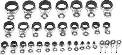 Imagen del producto de Kit de anillas guía para cañas de surf telescópicas, anilla superior para cañas de pescar, kit de reparación para cañas de pescar, anillas guía de acero inoxidable para cañas de pescar, anillas guía cerámicas para cañas de pescar, anillas guía para cañas de pescar, anillas para líneas de balsa