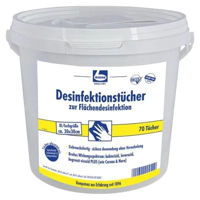 Produktbild von 70 "Dr. Becher" Desinfektionstücher 29 cm x 30 cm weiss zur Flächendesinfektion
