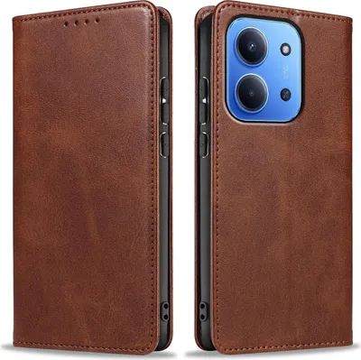 Produktbild von Handyhülle für Xiaomi Redmi 15C Kunstleder Flip Cover Hülle Handytasche Case Kartenfach Farbe: Dunkelbraun