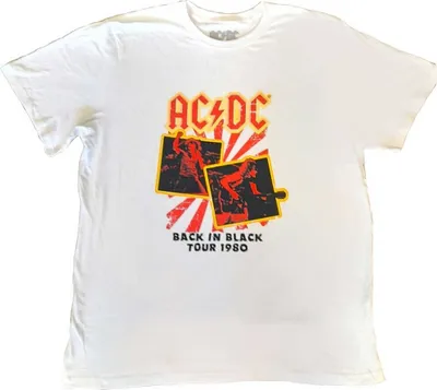 Obrázok produktu pre AC/DC - Tričko "Back in Black Tour 1980" pre mužov/dámy Uni RO4950 (3XL) (White)
