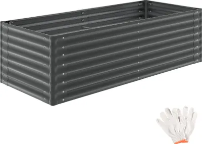 Produktbild von tectake Hochbeet Blomma verzinkt 200x80x62cm 970L Stahl Pflanzbeet Gartenbeet Kräuterbeet Gemüsebeet offener Boden abgerundete Ecken
