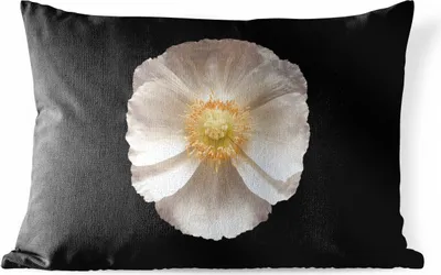 Produktbild von MuchoWow® Outdoor Kissen - Mohn - Blume - Weiß - 50x30 cm - Wetterfest - Lounge Kissen - Sofa kissen - Wohnzimmer Dekoration