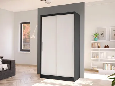 Obrázek produktu pro Úzká šatní skříň 100 cm s posuvnými dveřmi ARAPO 1 - černá / bílá