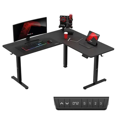 Produktbild von Huzaro Hero 9.5 | Motoren Schreibtisch Höhenverstellbar Eckschreibtisch Stehschreibtisch | 160 x 140 cm L-Form 3 Memory-Steuerung Memoboard | Schwarz