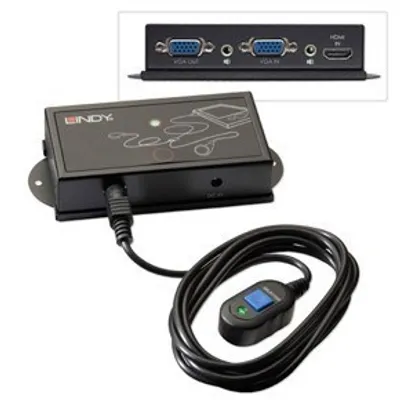 Produktbild von Lindy 38029, HDMI/VGA, HDMI, VGA, HDMI, Schwarz, 2048 x 1536 Pixel, 112 x 60 x 27 mm