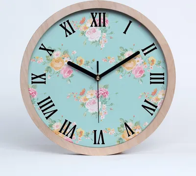 Produktbild von Holzuhr 30fi cm wanduhr - schwarze Spitzen - Blumenmuster