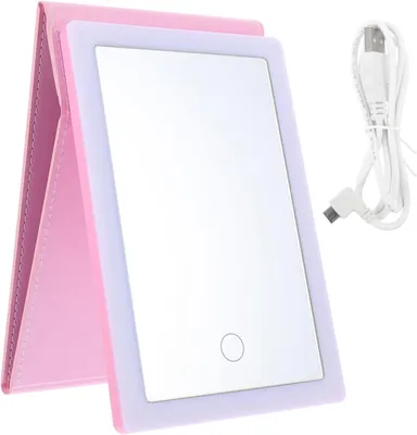 Produktbild von Tragbarer und faltbarer LED-Schminkspiegel mit 3 Beleuchtungsmodi, ideal für Reisen