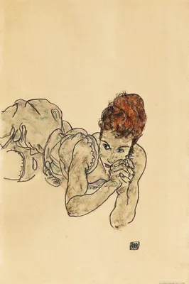 Produktbild von Egon Schiele Kunstdruck Bild - Liegende Frau, Zeichnung, 1917 (120 x 80 cm)
