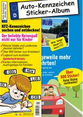 Image de Kinder-Reisespiel KFZ-Kennzeichen Sticker-Sammelalbum fürs Handgepäck, Mitmachbuch für die Ferien, Ratespaß unterwegs auf Reisen, Beschäftigung für Kinder bei langen Autofahrten
