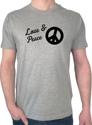 Produktbild von Huuraa Herren T-Shirt Love & Peace XXL Sport Grey Bio Baumwolle Fairtrade Herrenshirt Geschenkidee