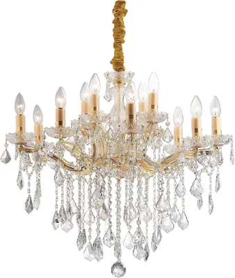 Produktbild von Florian Klassischer Kronleuchter Metall-Kristall Gold 12 Lichter E14