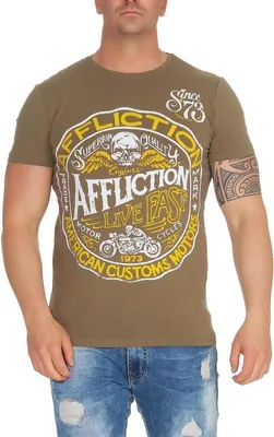 Obrázok produktu pre Pánske tričko Vintage Print Since 1973 Biker Motor Cycle; Olive S