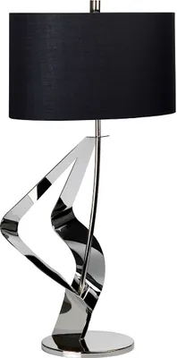 Immagine prodotto di Lampada da tavolo moderna Ribbon in nero e nichel, 1xE27x60W, metallo, dimensioni: 77,5x45x30 cm, IP20, Elstead