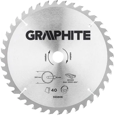 Immagine prodotto di Lama GRAPHITE Lama di ricambio Lama circolare 300 mm x 30 mm 40 denti per legno, MDF Pezzi di riduzione: 30 x 16 mm, 30 x 20 mm, 30 x 25,4 mm