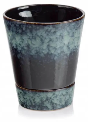 Produktbild von Polnix Keramiktopt mit Untersetzer blau 17 cm