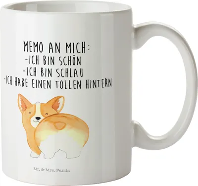 Produktbild von Mr. & Mrs. Panda Kindertasse Corgi Po - Weiß - Geschenk, Plastikbecher, Mehrwegbecher, Spruch, Haferl, Hund, Motivation, Kindertrinkbecher, Positiv, Hunderasse