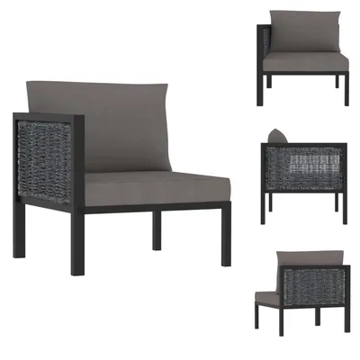 Immagine prodotto di vidaXL Elemento divano angolare con bracciolo destro in poly rattan antracite - Elementi per divani da giardino