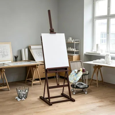Produktbild von Holz Staffelei höhenverstellbar 171-230 cm Malstaffelei Stauraum 80° , für Atelier Malarbeiten