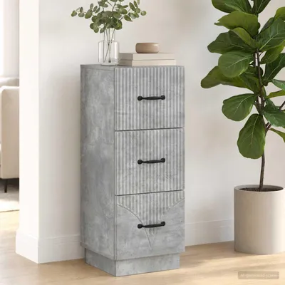 Image de vidaXL Commode gris béton 33 x 34,5 x 87 cm en aggloméré