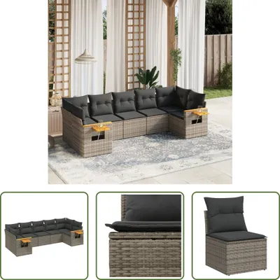Produktbild von The Living Store 7-tlg. Garten-Sofagarnitur mit Kissen Grau Poly Rattan
