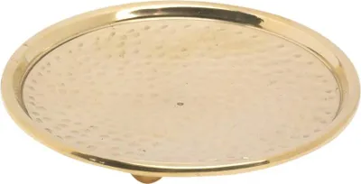 Produktbild von Kerzenteller Ø10cm Innen mit Füße & Rand Messing Gold Poliert Teller Dekoration