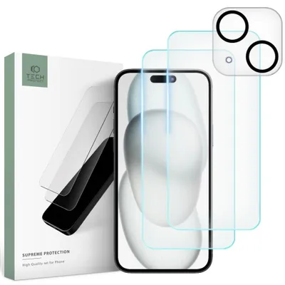Immagine prodotto di Set supremo di protezione Tech-Protect 3-Pack per Iphone 15 Clear