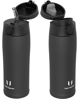 Obrázok produktu pre Nerezová fľaša na pitie, termo hrnček, 350 ml, 500 ml, 750 ml, 950 ml, bez BPA, s tesnením proti úniku, kávový hrnček, termoizolácia, 2 viečka, čierna farba