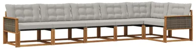 Produktbild von vidaXL Outdoor-Sofagarnitur mit Kissen 6 pcs Natürlich und Hellgrau