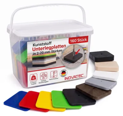 Produktbild von 160 x INOVATEC Kunststoff Unterlegplatten 70 x 70 in Box