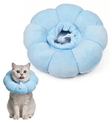 Productafbeelding van Halsband voor katten in bloemenvorm, verstelbare lekschutz voor kleine katten (blauw, S)