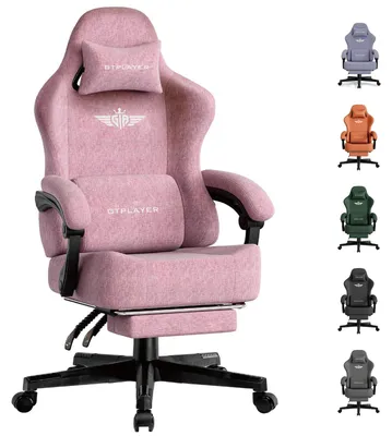 Immagine prodotto di Sedia da gaming - Sedia da ufficio - Ergonomica - Regolabile in altezza - Girevole a 360° - Tessuto di lino traspirante - Braccioli e rotelle - Rosa