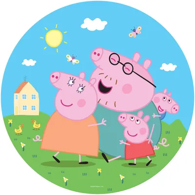 Immagine prodotto di Sanders & Sanders Carta da parati rotonda autoadesiva Peppa Wutz verde, blu e rosa - 601296 - Ø 70 cm