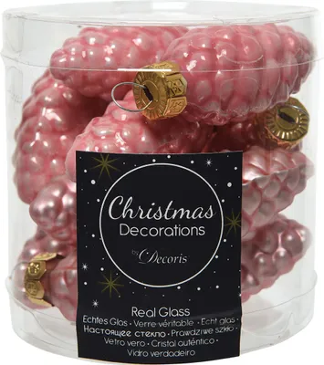 Produktbild von Christbaumschmuck Zapfen 6cm Glas 12 Stück - Rosa Bonbon