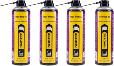 Immagine prodotto di 4 pezzi INNOTEC High-Trib Oil 500 ml olio lubrificante – lubrificante sintetico per impieghi gravosi, contenente PTFE, riduce l'attrito e l'usura, idrorepellente, per metalli
