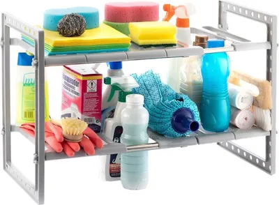 Produktbild von InnovaGoods® Shibblek 2 Regal ausziehbare Spüle Regal, Organisieren Sie Küchenutensilien de, Kompaktes und leichtes Design, Ideal für die Küche