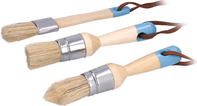 Imagen del producto de 3 pinceles para pintura con mango de madera, ideales para proyectos de pintura de muebles, paredes, decoración del hogar y trabajos de bricolaje