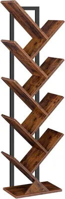 Obrázok produktu pre HOOBRO knižnica v tvare stromu 9 úrovní kovový rám vintage hnedá 34x20x116 cm