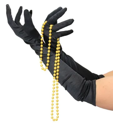 Produktbild von Edle glänzende schwarze Polyester Handschuhe Größe 48-54 cm